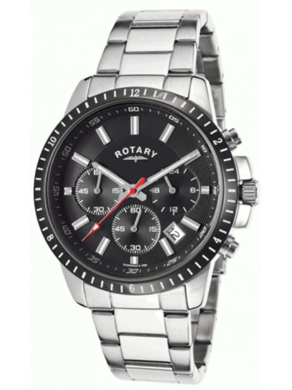 Rotary Chronograph Men's 41mm Black Dial Watch, Brand New with New Battery